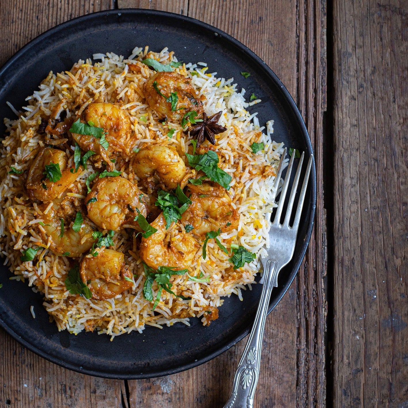 Shrimp Biryani - Hyderabadi Dum Biryani (Contains Dairy)